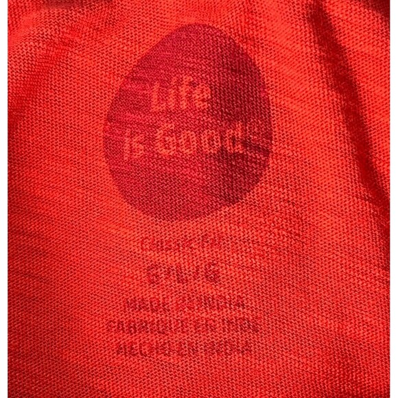 Life is Good T Shirt Raglan Long Sleeve Large Classic Fit Crew Red Blue Logo Tee - Picture 4 of 4